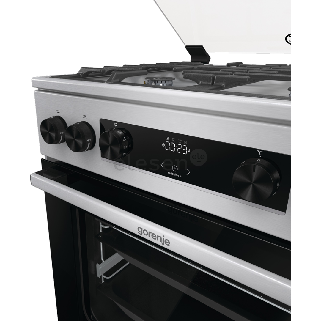 Gorenje, 71 L, width 60 cm, stainless steel - Gas cooker with electric oven