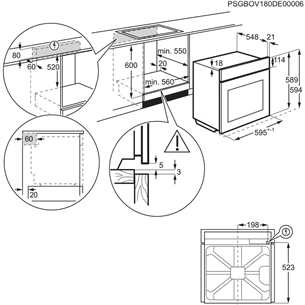 Orkaitė Electrolux SteamBake 600, pirolizė, 72 L Prekė - EOD6P77X