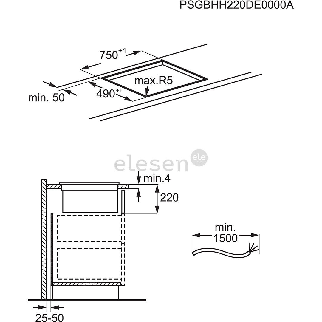 AEG 6000 Bridge, 80 cm, juoda - Įmontuojama indukcinė kaitlentė su gartraukiu