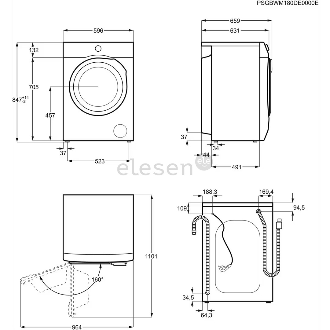 AEG 7000 Series, 9 kg, depth 63.1 cm, 1600 rpm, white - Front load washing machine