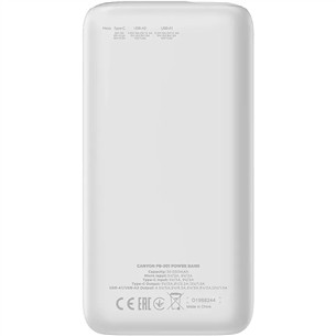 Canyon PB-301, 30 000 mAh, USB-A, USB-C, white - Powerbank