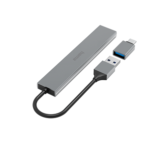 Šakotuvas Hama USB Hub, 4x USB 3.2 Gen 1, USB-C adapter, gray Prekė - 00200141