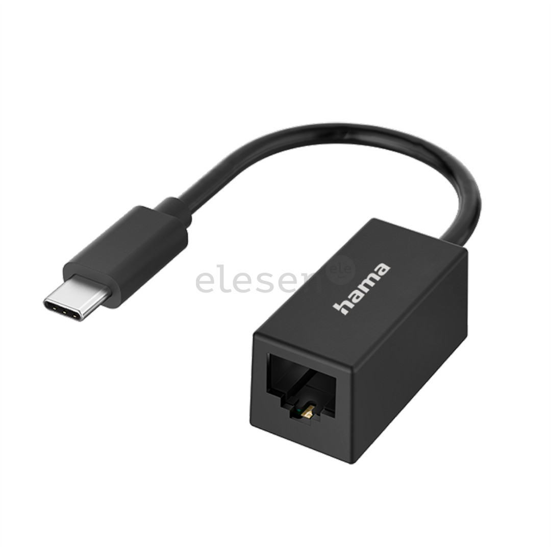 Hama Network Adapter, USB-C -> LAN, black - Adapter Item - 00300023