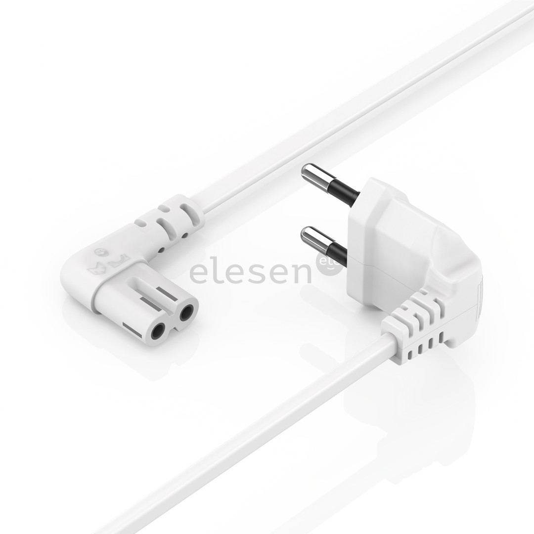Hama Power Cord, 2-pin, angled, 3 m, white - Power cable