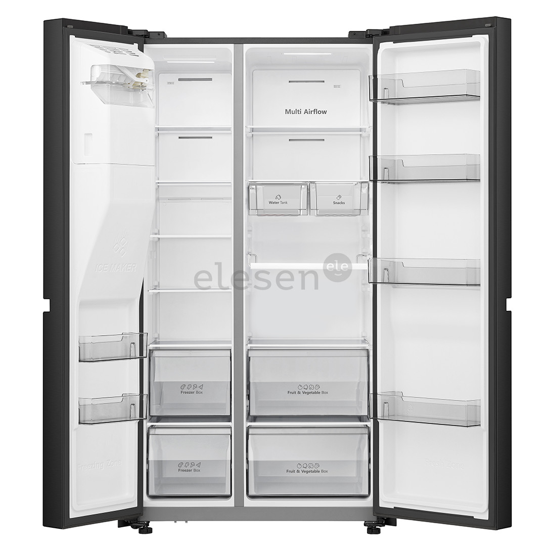 Hisense, No Frost, vanduo ir ledukai, talpa 632 L, aukštis 179 cm, juodas - Šaldytuvas