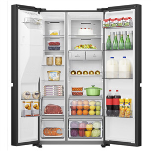 Hisense, No Frost, vanduo ir ledukai, talpa 632 L, aukštis 179 cm, juodas - Šaldytuvas