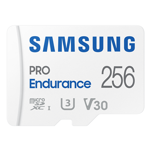Samsung PRO Endurance, microSDXC + SD adapter, 256 GB, white - Memory Card Item - MB-MJ256KA/EU