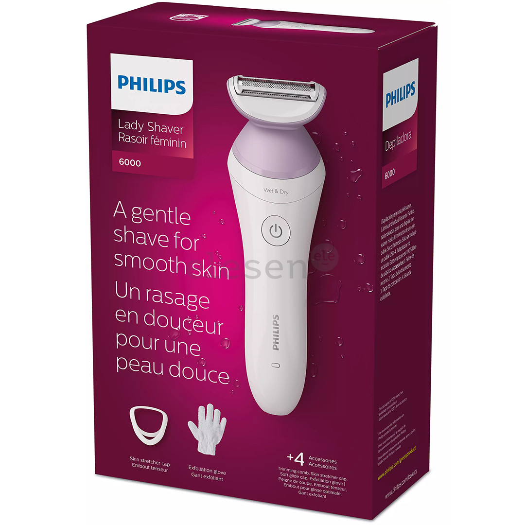 Philips Lady Shaver Series 6000, wet & dry, white/lilac - Cordless shaver