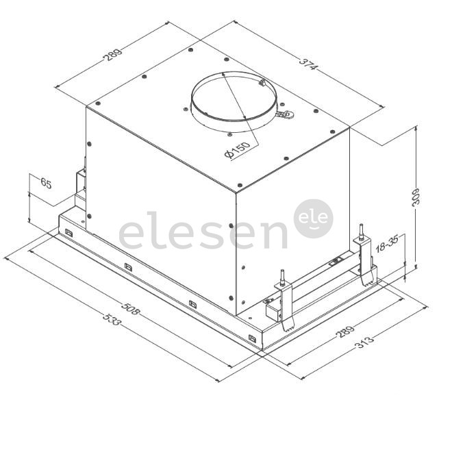 Built in hood, Novy 26052 Crystal, motor, 60cm, 600m3/h black
