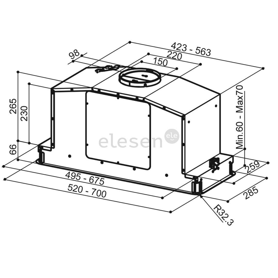 Faber IN-LIGHT WH MATT KL A52, 710 m³/h, matt white - Built-in cooker hood