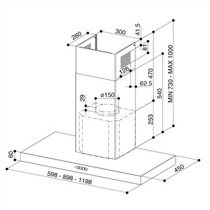 Faber STILO COMFORT BK MATT A90, 710 м³/ч, матовый черный - Вытяжка