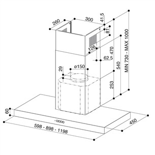 Gartraukis Faber STILO COMFORT WH MATT A60, 710 m³/h, baltas matinis Prekė-325.0618.789