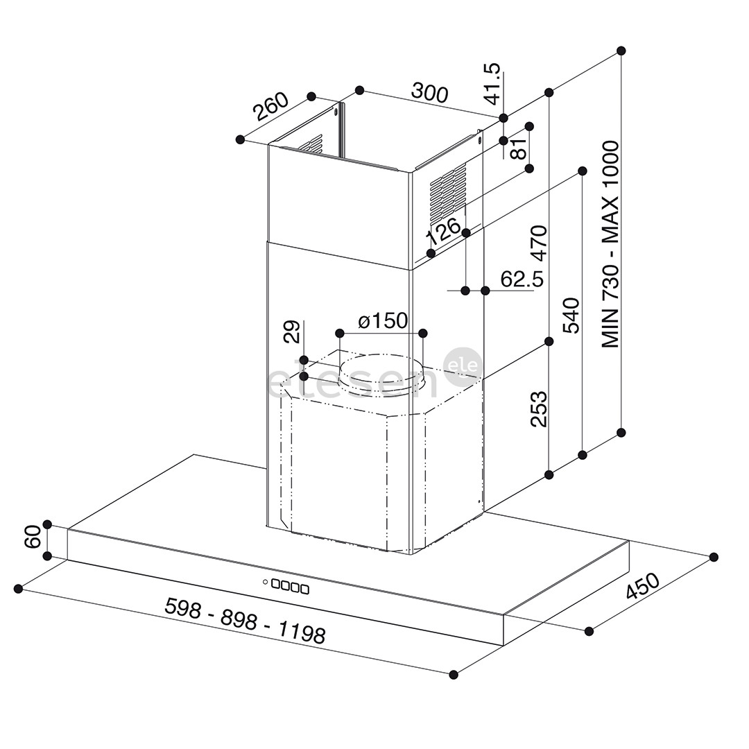 Gartraukis Faber STILO COMFORT WH MATT A60, 710 m³/h, baltas matinis Prekė-325.0618.789