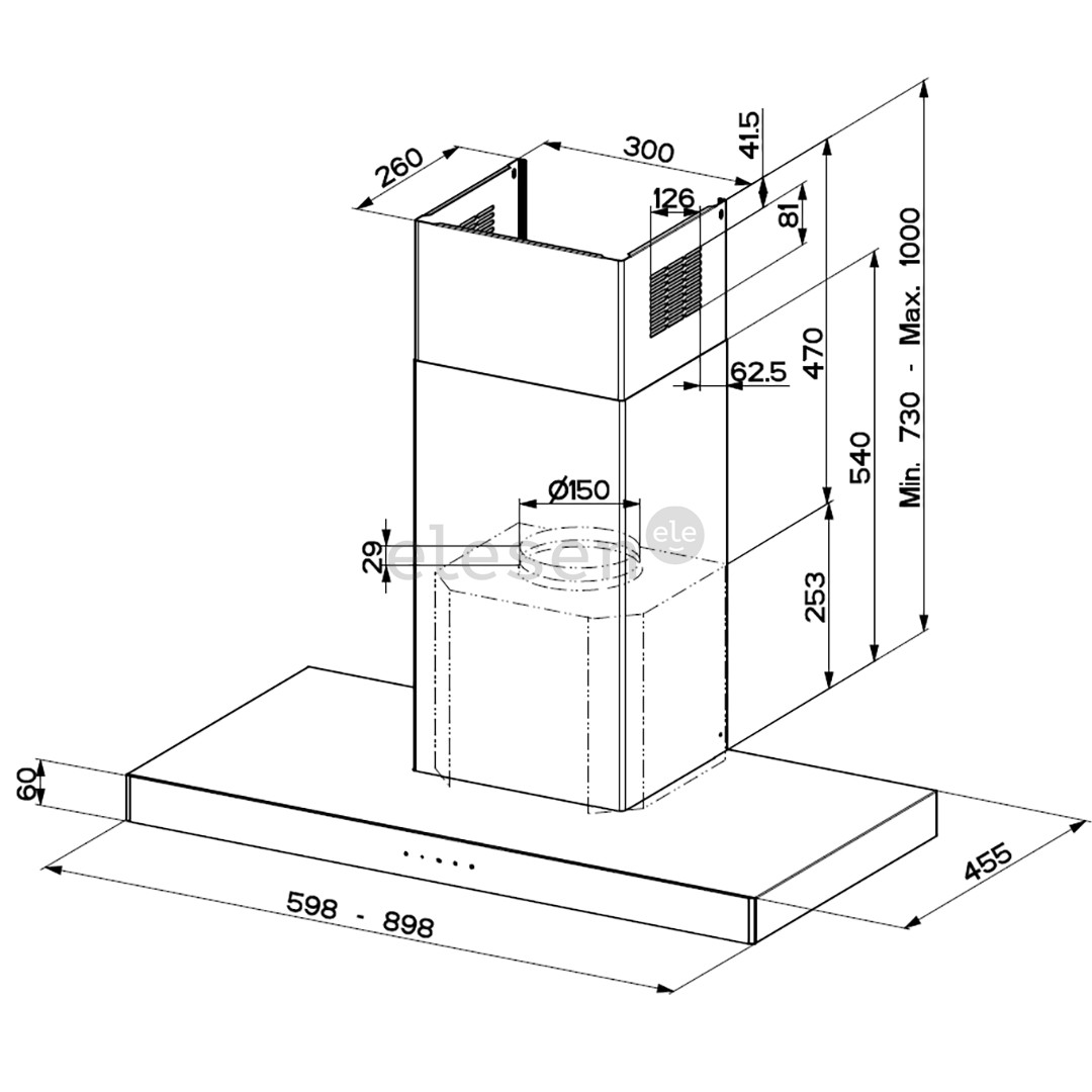 Faber STILO GLASS SMART A60, 710 m³/h, nerūdijančio plieno spalvos - Gartraukis