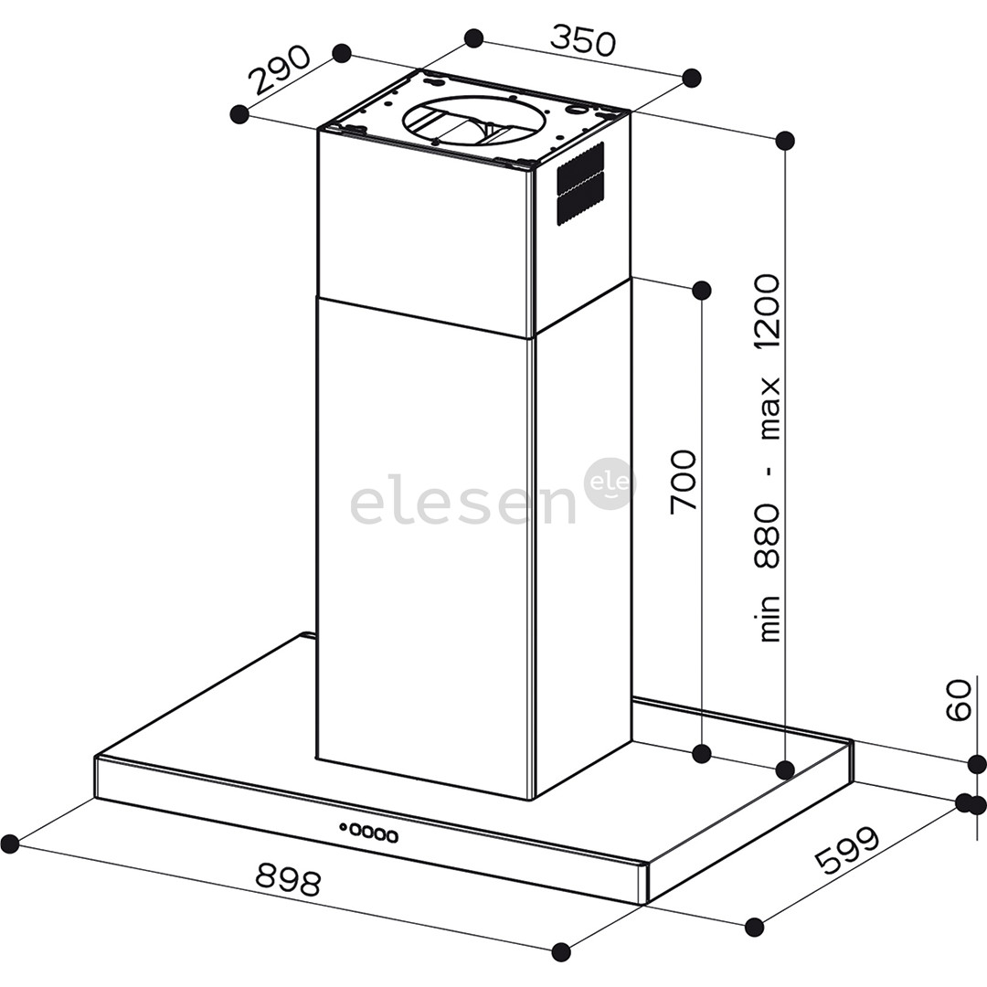 Faber STILO COMFORT ISOLA BK MATT A90, 710 м³/ч, матовый черный - Островная вытяжка