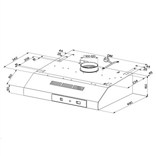Faber 741 BASE X A50, 295 м³/ч, нерж. сталь - Вытяжка