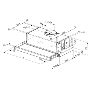 Įmontuojamas gartraukis Faber FLEXA NG HIP BK A50, 420 m³/h, juodas Prekė - 315.0635.131
