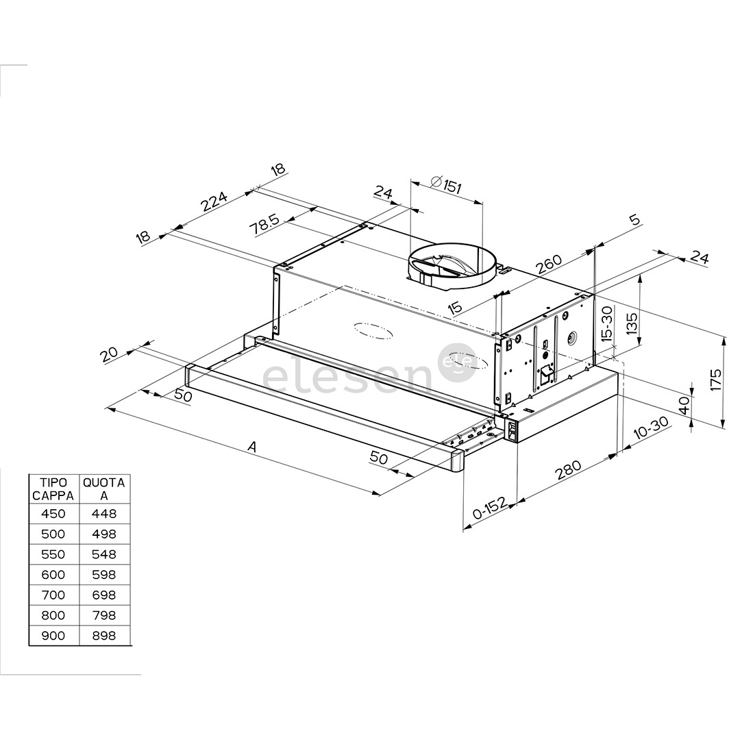 Faber FLEXA NG HIP W A60, 420 m³/h, white - Built-in cooker hood