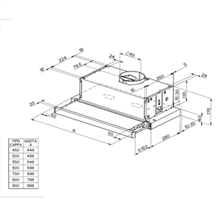Įmontuojamas gartraukis Faber FLEXA NG GLASS LUX BK A60, 420 m³/h, juodas Prekė - 315.0635.137