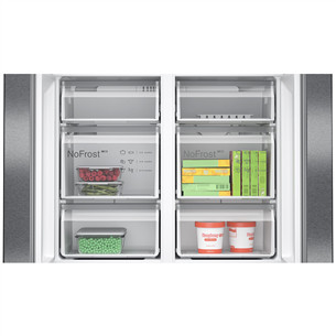 Bosch Series 4, No Frost, 605 L, 183 cm, juodo nerūdijančio plieno - SBS Šaldytuvas