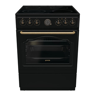 Gorenje, 11 функций, 71 л, ширина 60 см, черный - Керамическая плита GECS6B70CLB