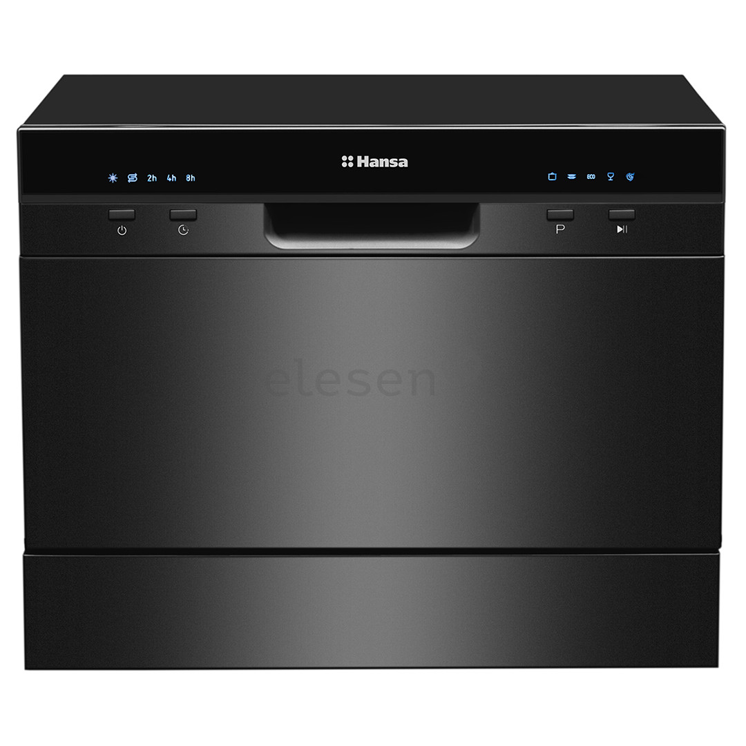 Hansa, mini, 6 place settings, black - Free standing dishwasher