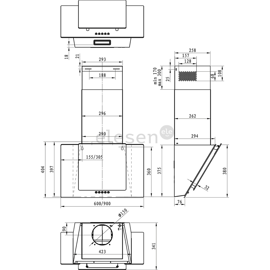Hisense, 650 м³/ч, ширина 60 см, черный - Вытяжка Товар - MH6INBG