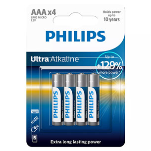 Philips Ultra Alkaline, AAA, 4 vnt. - Elementai LR03E4B/10