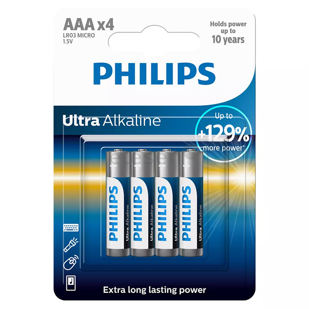 Philips Ultra Alkaline, AAA, 4 vnt. - Elementai