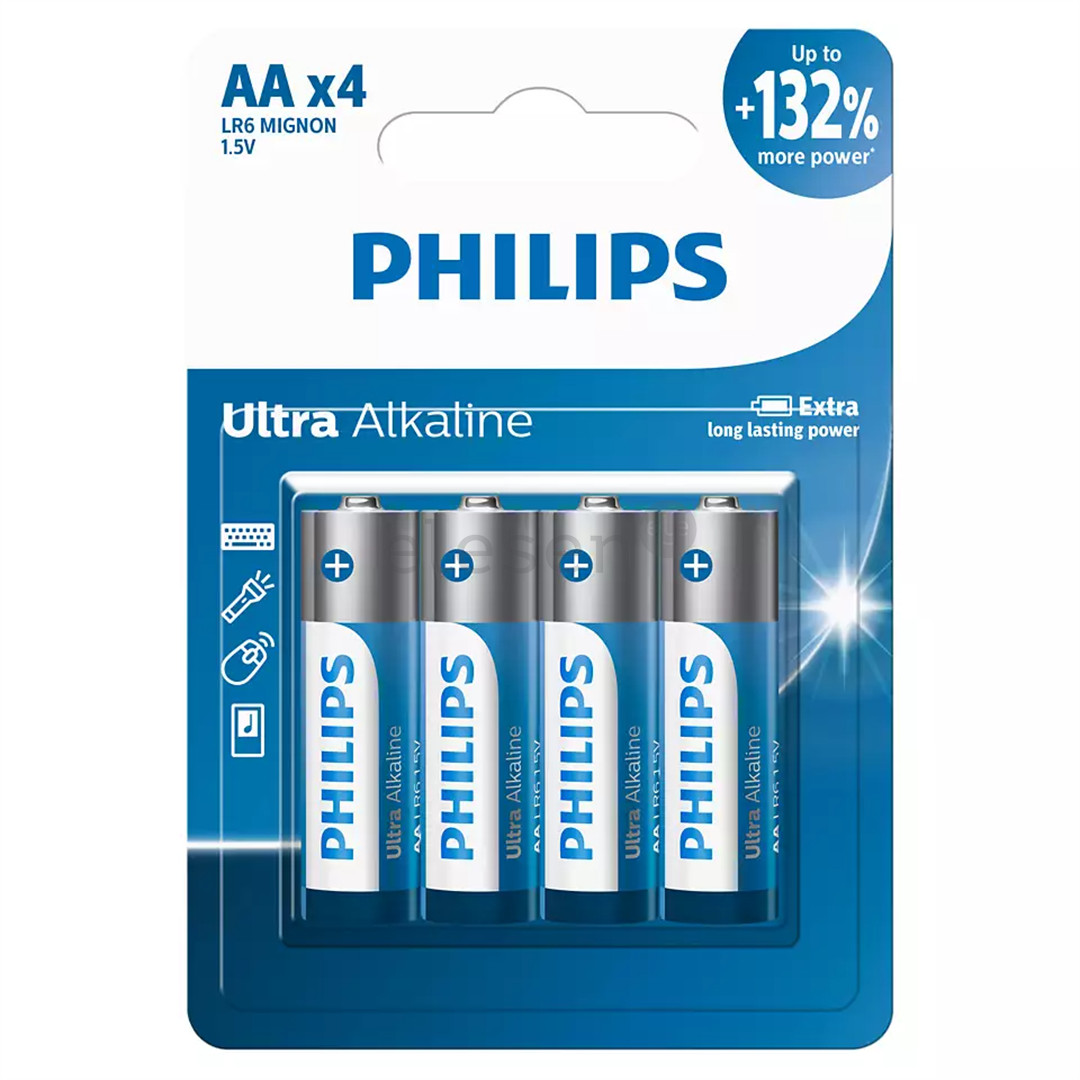 Philips Ultra Alkaline, AA, 4 vnt. - Elementai