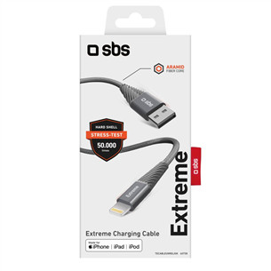 SBS Extreme Charging Cable, USB-A - Lightning, 1,5 м, серый - Кабель Товар - TECABLEUNRELIGK