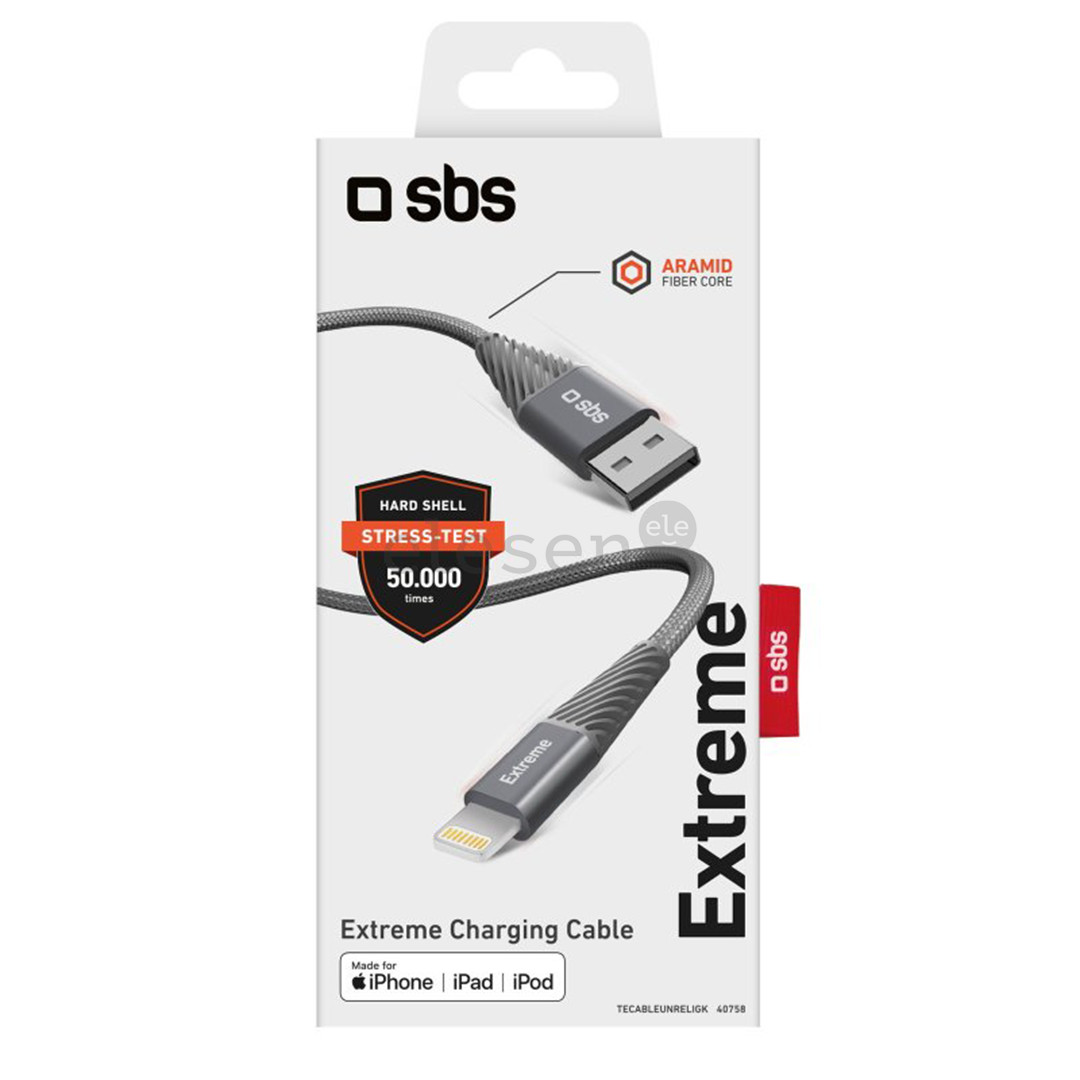 SBS Extreme Charging Cable, USB-A - Lightning, 1,5 м, серый - Кабель Товар - TECABLEUNRELIGK