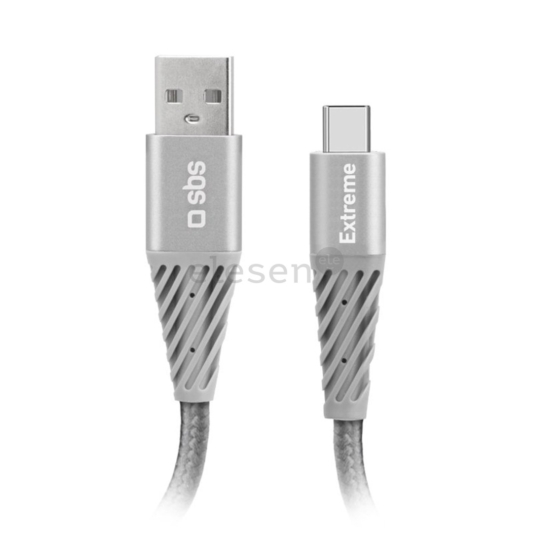 SBS Extreme Charging Cable, USB-A - USB-C, 1,5 m, gray - Cable Item - TECABLEUNRETCK