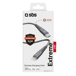 Laidas SBS Extreme Charging Cable, USB-C - Lightning, 1,5 m Prekė - TECABLEUNRELTCK