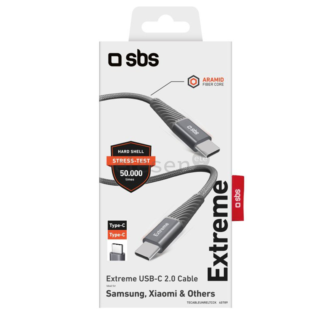 SBS Extreme Charging Cable, USB-C - USB-C, 1,5 м, серый - Кабель Товар - TECABLEUNRELTCCK