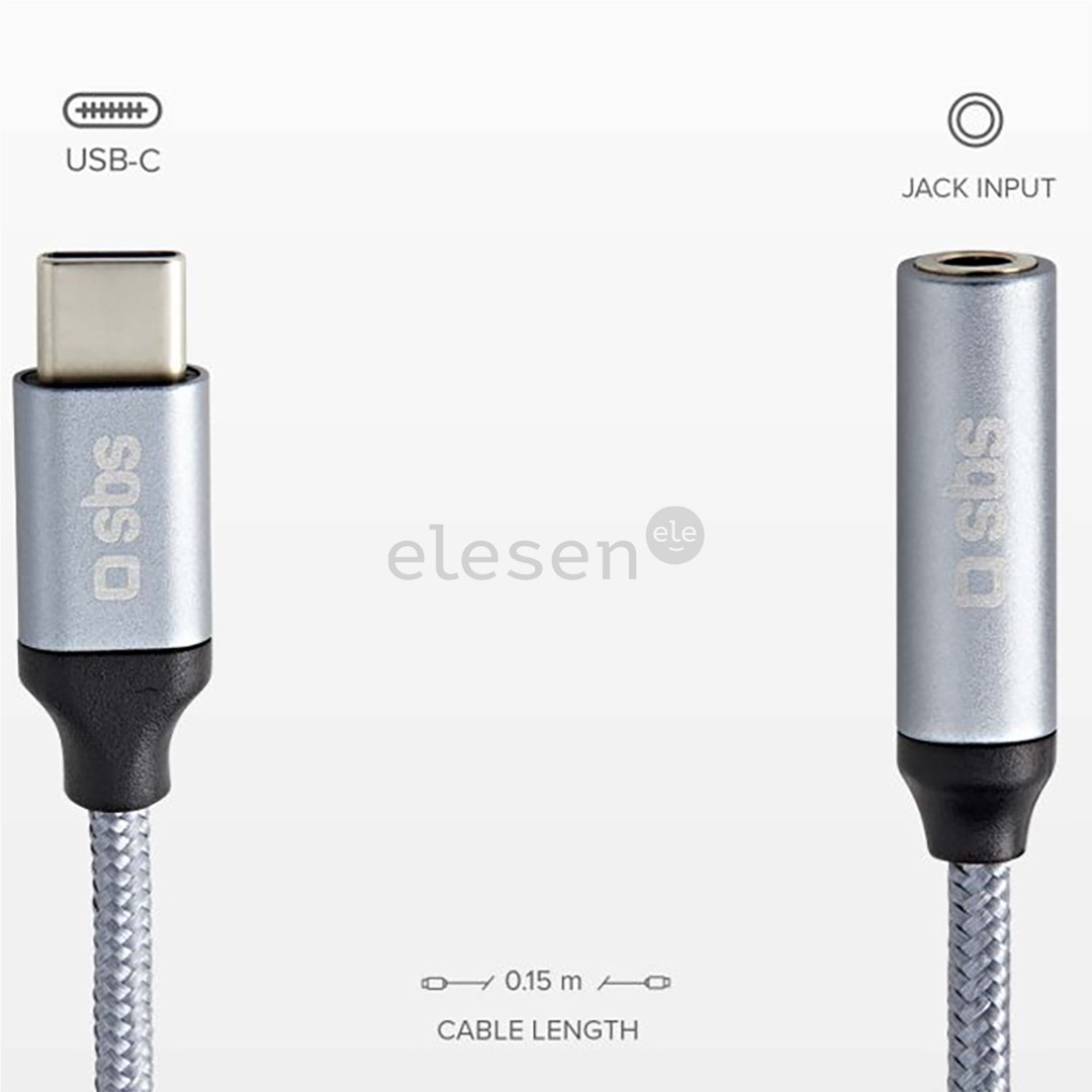 Adapteris SBS, USB-C - 3,5 mm jack, dark gray