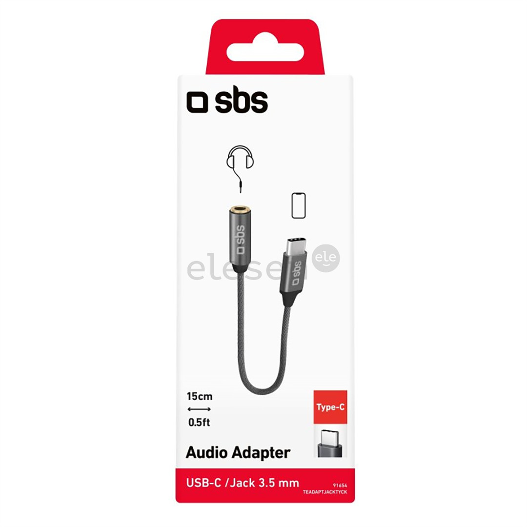 Adapteris SBS, USB-C - 3,5 mm jack, dark gray