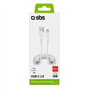 SBS Charging Data Cable, USB-A - USB-C, white - Cable Item - TECABLETYPCS1W