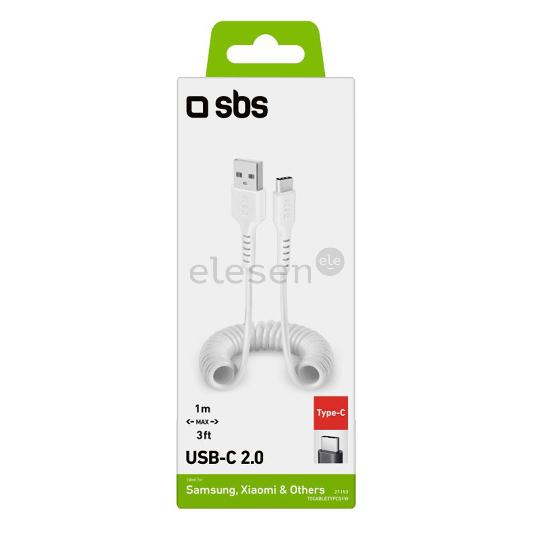 SBS Charging Data Cable, USB-A - USB-C, white - Cable Item - TECABLETYPCS1W