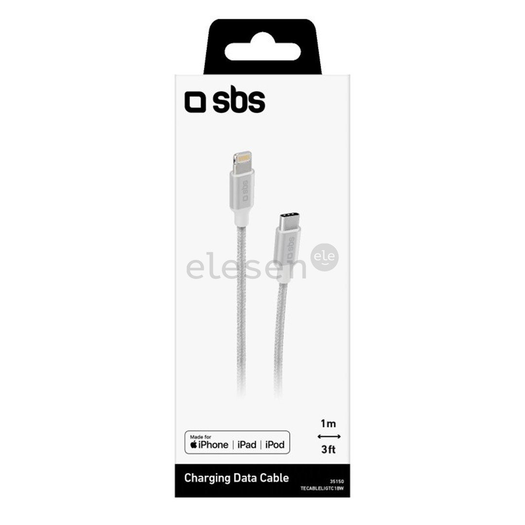 SBS Silver Metal Braided, USB-C - Lightning, silver - Cable Item - TECABLELIGTC1BW