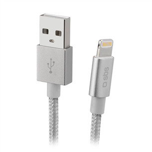 SBS Silver Metal Braided, USB-A - Lightning, серебристый - Кабель Товар - TECABLEUSBIP589BS TECABLEUSBIP589BS