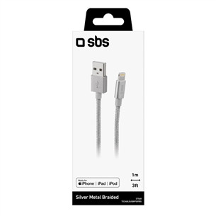 SBS Silver Metal Braided, USB-A - Lightning, silver - Cable Item - TECABLEUSBIP589BS
