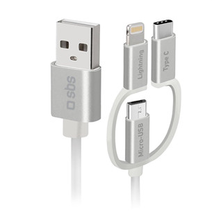 SBS, USB-A - USB-C, Micro USB, Lightning, 1,2 м, серый - Кабель Товар - TECABLEUSBIP53189W TECABLEUSBIP53189W