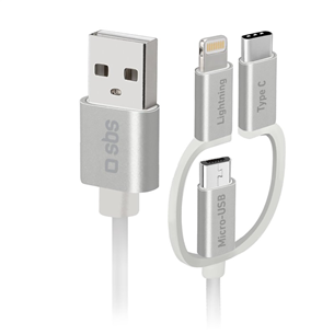 SBS, USB-A - USB-C, Micro USB, Lightning, 1.2 m, gray - Cable Item - TECABLEUSBIP53189W TECABLEUSBIP53189W