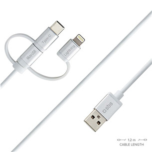 Laidas SBS, USB-A - USB-C, Micro USB, Lightning, 1.2 m Prekė - TECABLEUSBIP53189W