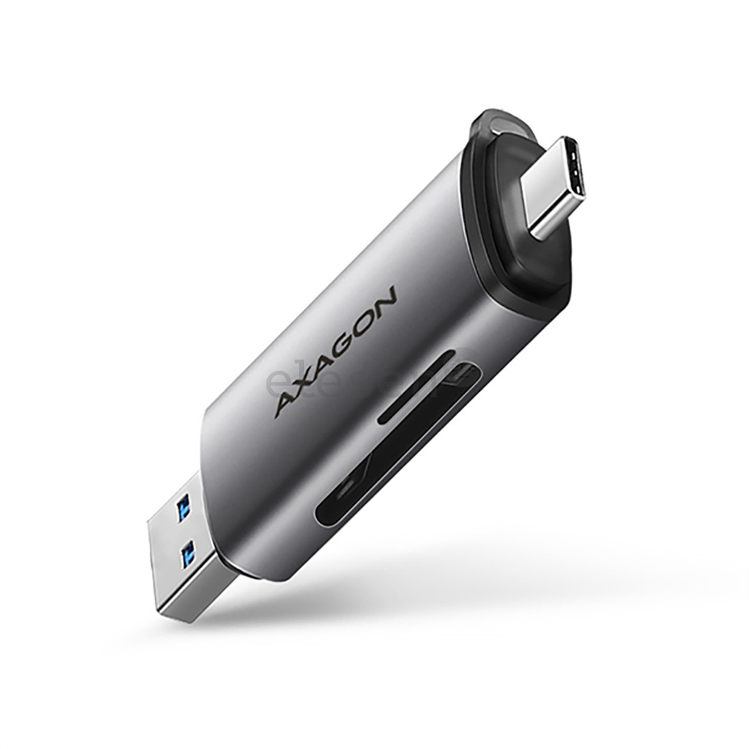 AXAGON Товар - CRE-SAC SuperSpeed USB-C / USB-A Card Reader, темно-серый - Считыватель карт памяти