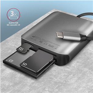 AXAGON Товар - CRE-S3C SuperSpeed USB-C UHS-II Reader, темно-серый - Считыватель карт памяти