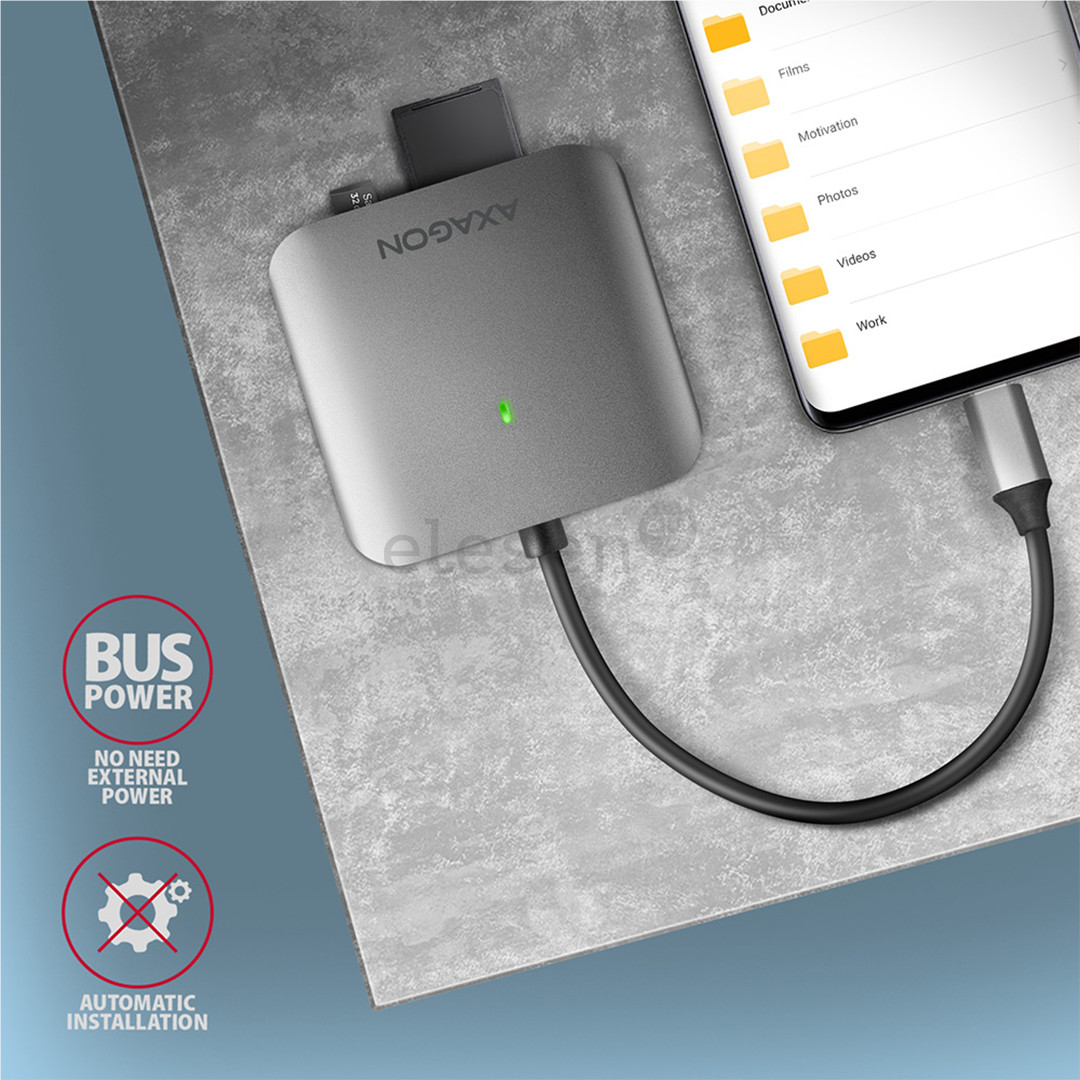 AXAGON Товар - CRE-S3C SuperSpeed USB-C UHS-II Reader, темно-серый - Считыватель карт памяти