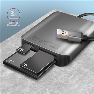 AXAGON Товар - CRE-S3 SuperSpeed USB-A UHS-II Reader, темно-серый - Считыватель карт памяти