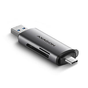 AXAGON Товар - CRE-SAC SuperSpeed USB-C / USB-A Card Reader, темно-серый - Считыватель карт памяти